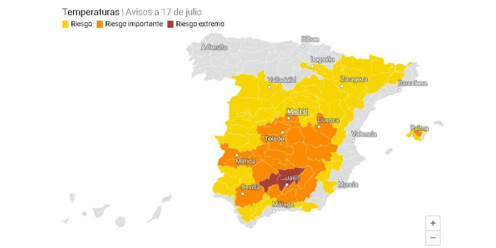 tercera-ola-de-calor-de-este-verano-en-España-viene-con-altas-temperaturas-y-noches-sofocantes-mapa-de-alertas-migrandoaeuropa.com