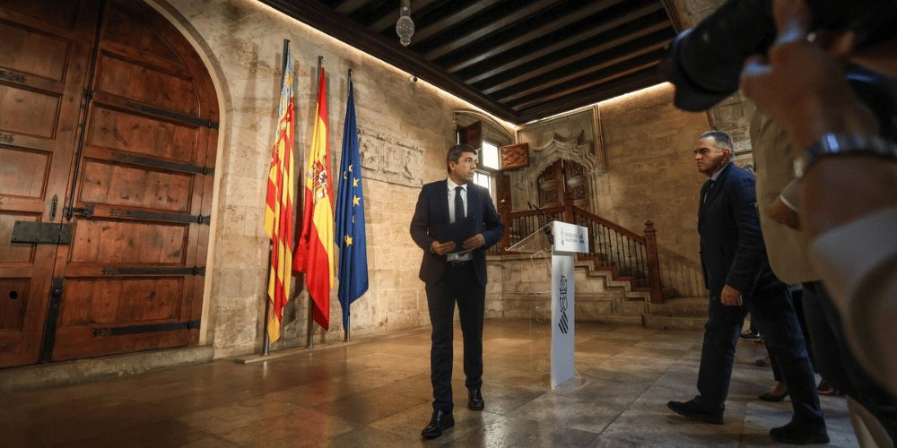 Dimisión de Carlos Mazón, politico durante su comparecencia anunciando su dimisión como president de la Generalitat Valenciana